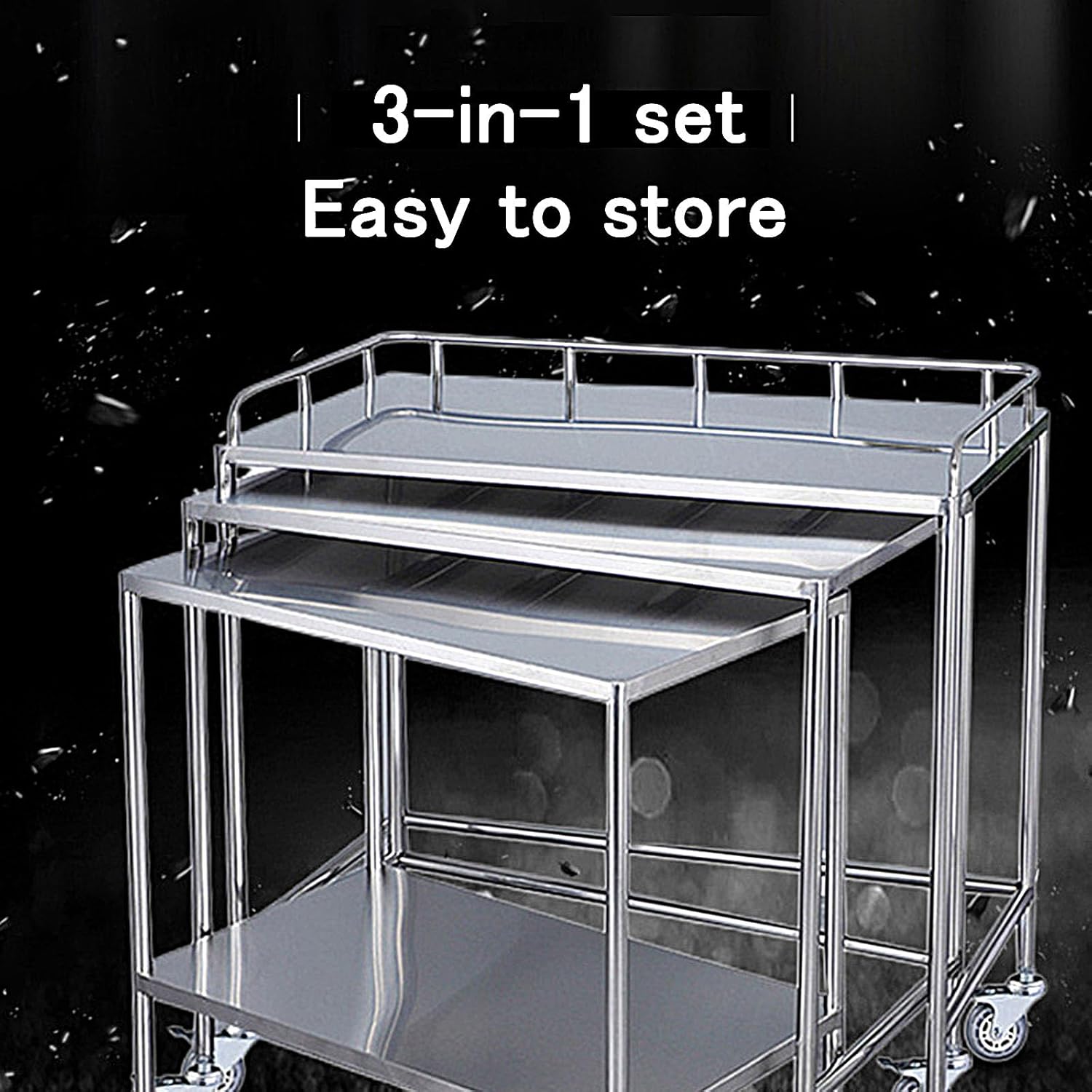 Rolling Carts with Wheels and Drawers Stainless Steel Lab Utility Cart,House, with 360° Silent Wheels and a Drawer Locking Wheels for Hospital Dental Clinic Home,90 * 48 * 85 Standard