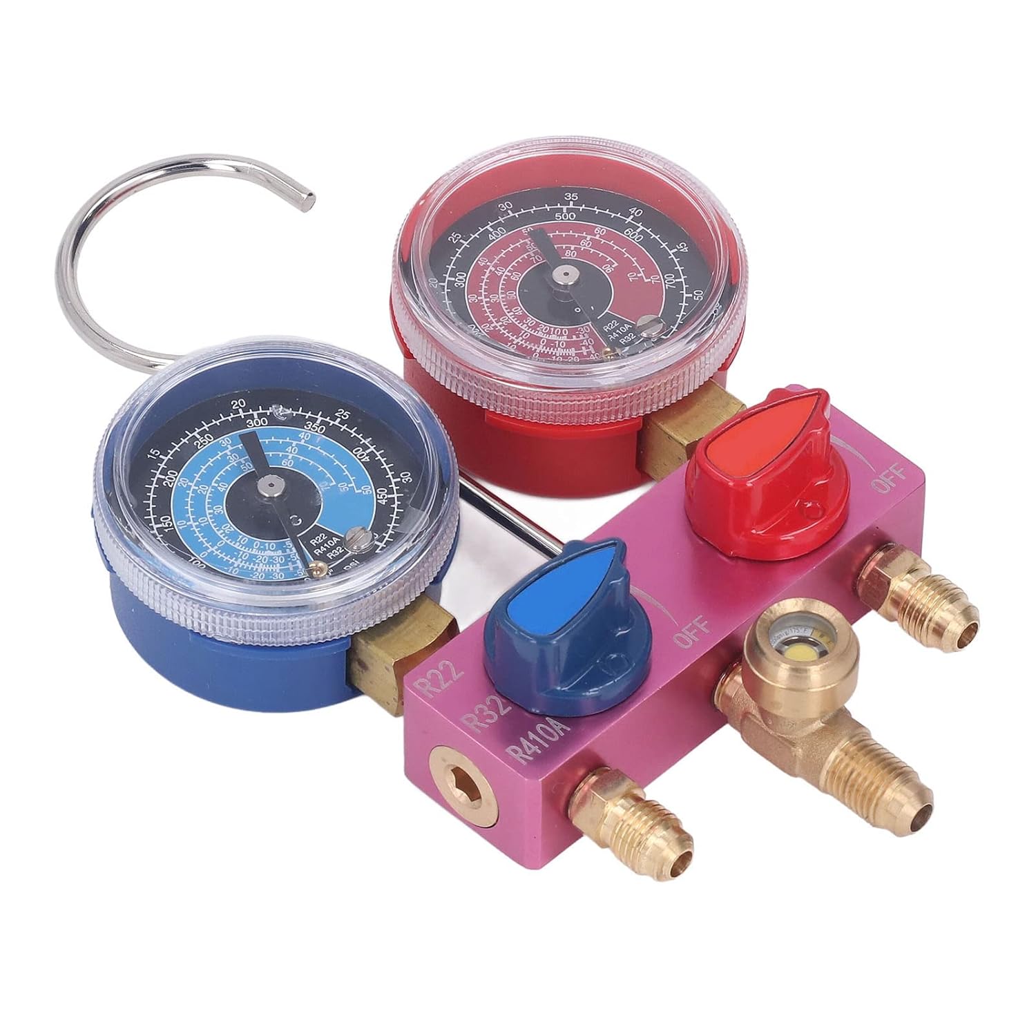 Refrigerant Pressure with Hose Ball Valve Branch Monitor Set for R22 R32 R410A