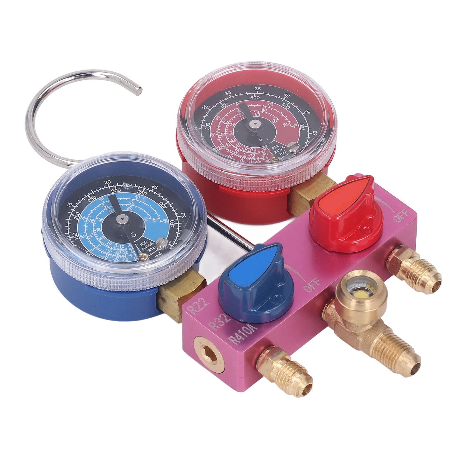 Manometerrohr-Set, Gute Dichtung, Kältemittel-Manometer-Set, Kugelventil, Vergrößertes Fenster für R22, R32, R410A