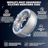 Vista 12 de Egnaro Anillos de boda de silicona para hombre: 1/4/6/7 Multipack de anillos de boda de goma con arco interior Diseño ergonómico transpirable
