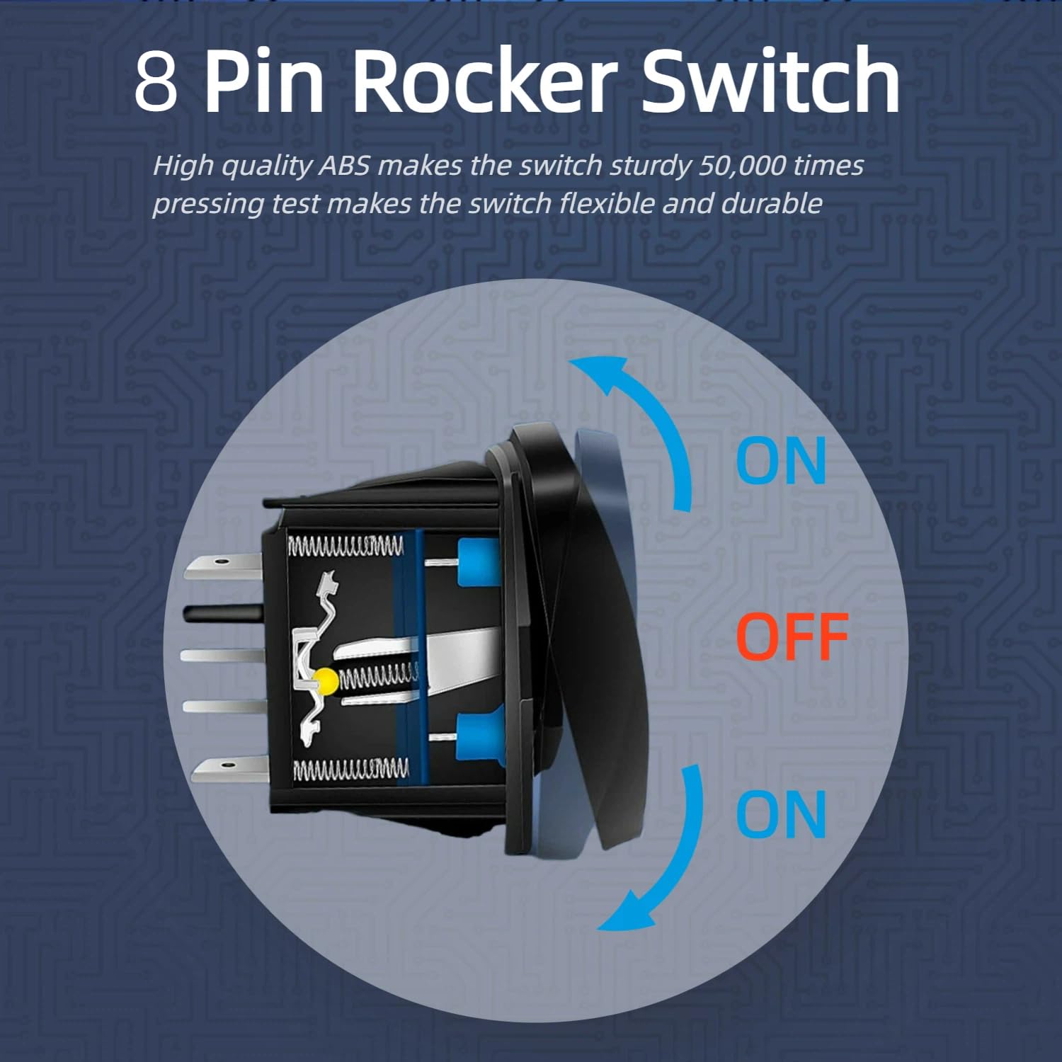 RV Awning Open/Close 8Pin 12V/24V DC Rocker Switch (Red) | Waterproof DPDT Momentary 3 Position (ON)-Off-(ON) Marine Car Toggle Switch for Automotive Replacement Parts