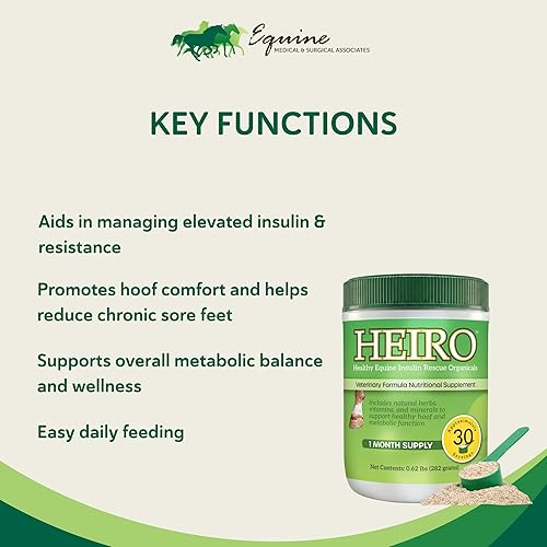 Miniatura 5 de HEIRO Suplemento nutricional saludable de rescate de insulina equina para caballos, mezcla de hierbas naturales con magnesio y vitamina E, apoya