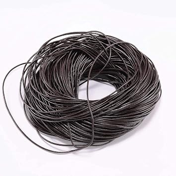 2-5m/lot Genuine Leather Round Thong Cord 1/1.5/2/2.5/3/4/5/6mm Cow Leather Cord Bracelet Findings DIY Rope String Jewelry Making Deep Coffee, 2.0mm x 2m