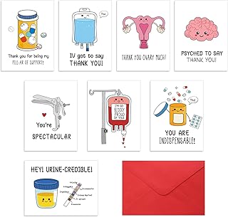 Chiisong 24 Sets Funny Nurse Thank You Cards Nurse Pun Appreciation Cards with Envelopes for Hospital Doctors Healthcare Workers Essential Party Favor (Medical Devices)