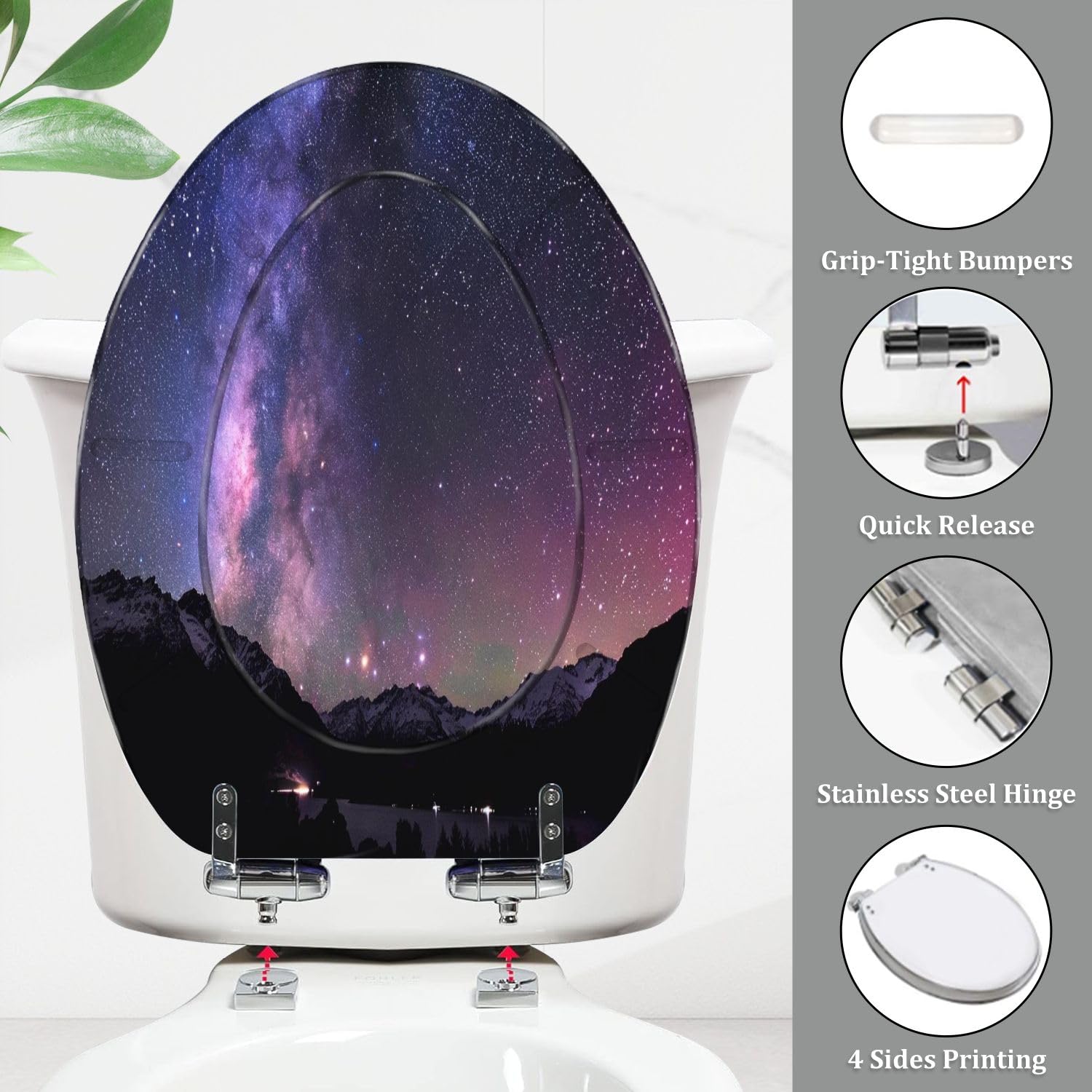 Asiento de inodoro alargado de resina Australis para baño