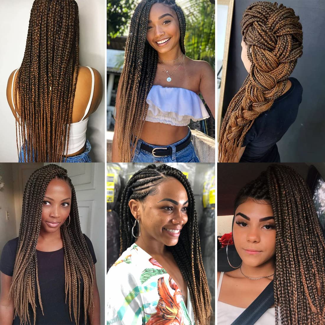 7 Packs Crochet Box Braids Pre Looped Box Braid Goddess Box Braids Crochet Hair Extensions Straight Crochet Hair For Black Women Crotchet Braid Hair Bundle (20 Inch（Pack of 7）, T1B/30#)