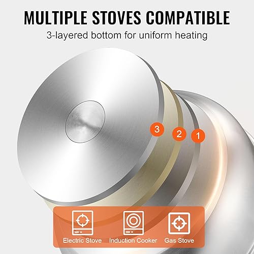 Miniatura 4 de VEVOR Olla de vapor de 11 pulgadas11.0 in, olla de vapor de 3 niveles para cocinar con olla de 8.5 cuartos de galón, vaporizador de verduras y 2