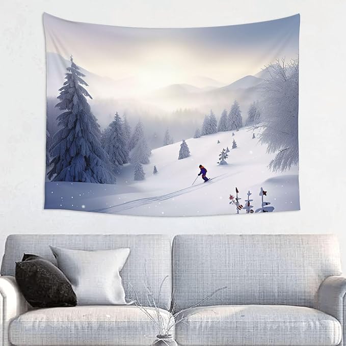 NONHAI Winter Ski Tapestry for Bedroom Aesthetic Tapestry 29 x 37 Inch