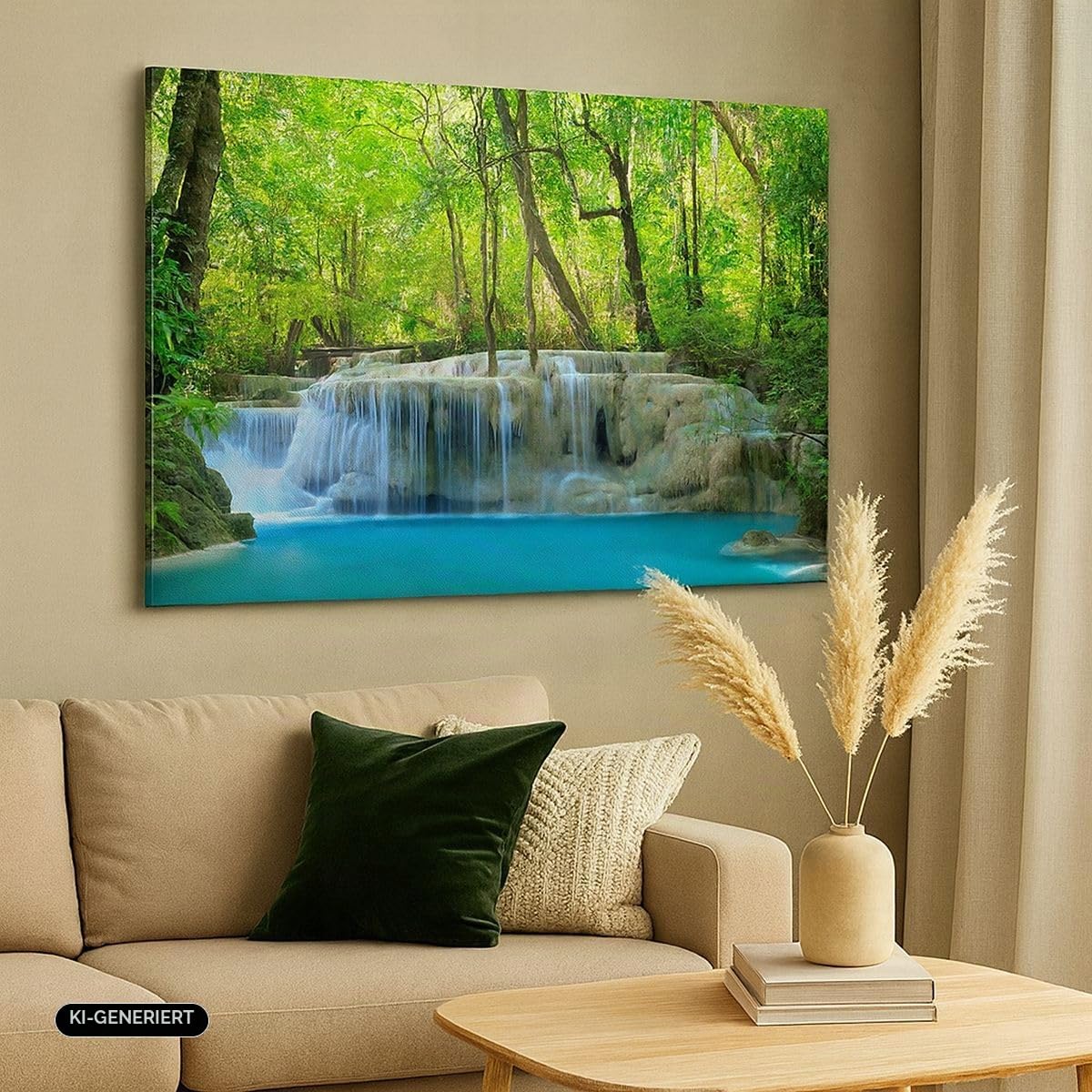 ARTTOR Bilder auf Leinwand Wasserfall Wald Umwelt Leinwandbild 70x50cm Wandbilder Dekoration Wohnzimmer Schlafzimmer Küche Deko Klein Wanddeko Bild Wand Kunstdruck Art Wall Decor Canvas AA70x50-2664