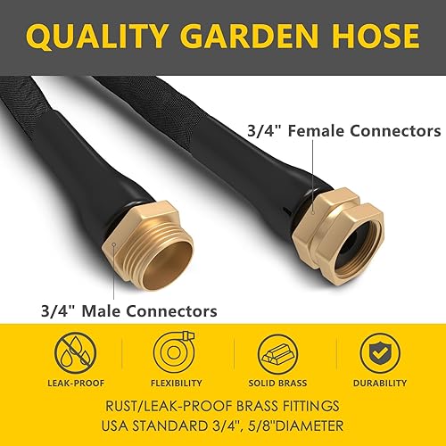 Miniatura 3 de ACOVER Manguera de jardín antitorcedura de 100 pies, flexible y resistente, ligera y resistente para exteriores, patio, césped, lavado de autos,