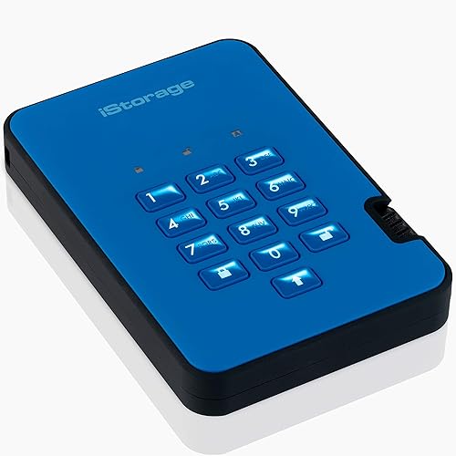 Miniatura 2 de iStorage diskAshur2 HDD 5TB Blue - Disco duro portátil seguro - Protección con contraseña, resistente al polvo y al agua, portátil, cifrado de