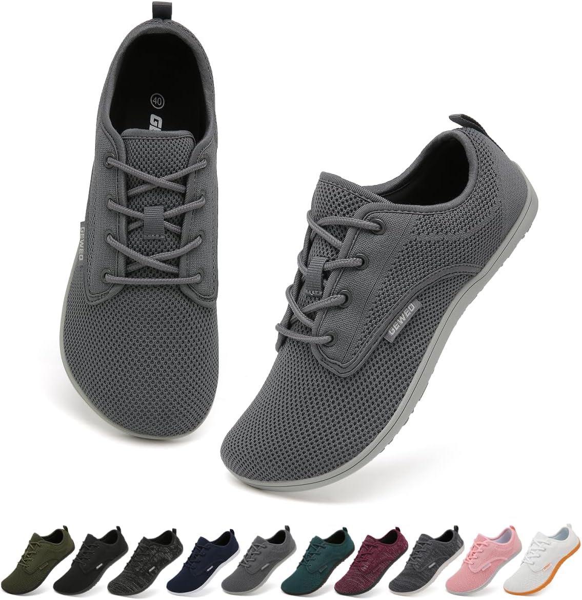 Geweo Unisex Minimalist Barefoot Shoes Extra Wide Toe Box Zero Drop Sole