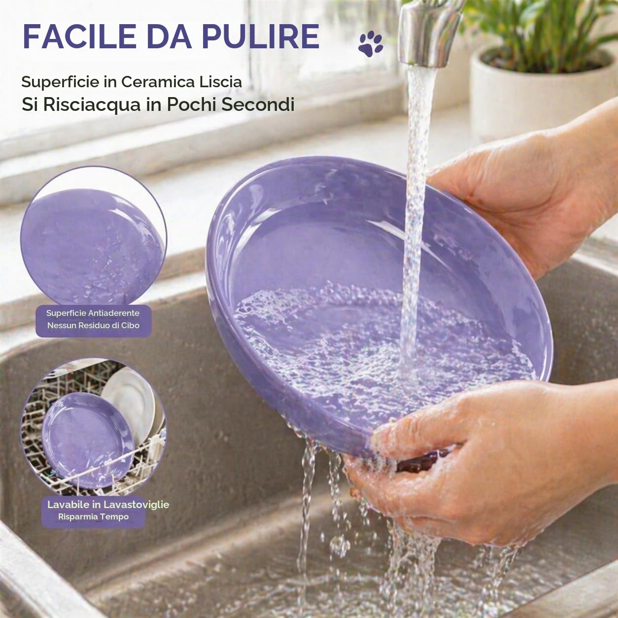 Set di 2 Ciotole per Gatti in Ceramica per Cibo o Acqua, Ciotola Gatto Piatta per Alleviare l’Affaticamento dei Baffi, Adatte anche a Gattini, Cani di Piccola Taglia e Altri Animali Domestici, 15×3 cm