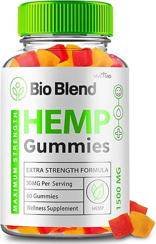 BioBlend - Gomitas de cáñamo Fórmula oficial Gomitas Bio Blend, extra fuertes con aceite de semilla de cáñamo Reseñas de BioBlend (60 gomitas)