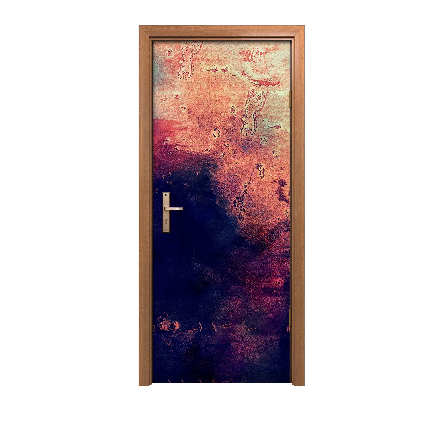 Autocollant de porte effet rouillé pour un salon style loft industriel