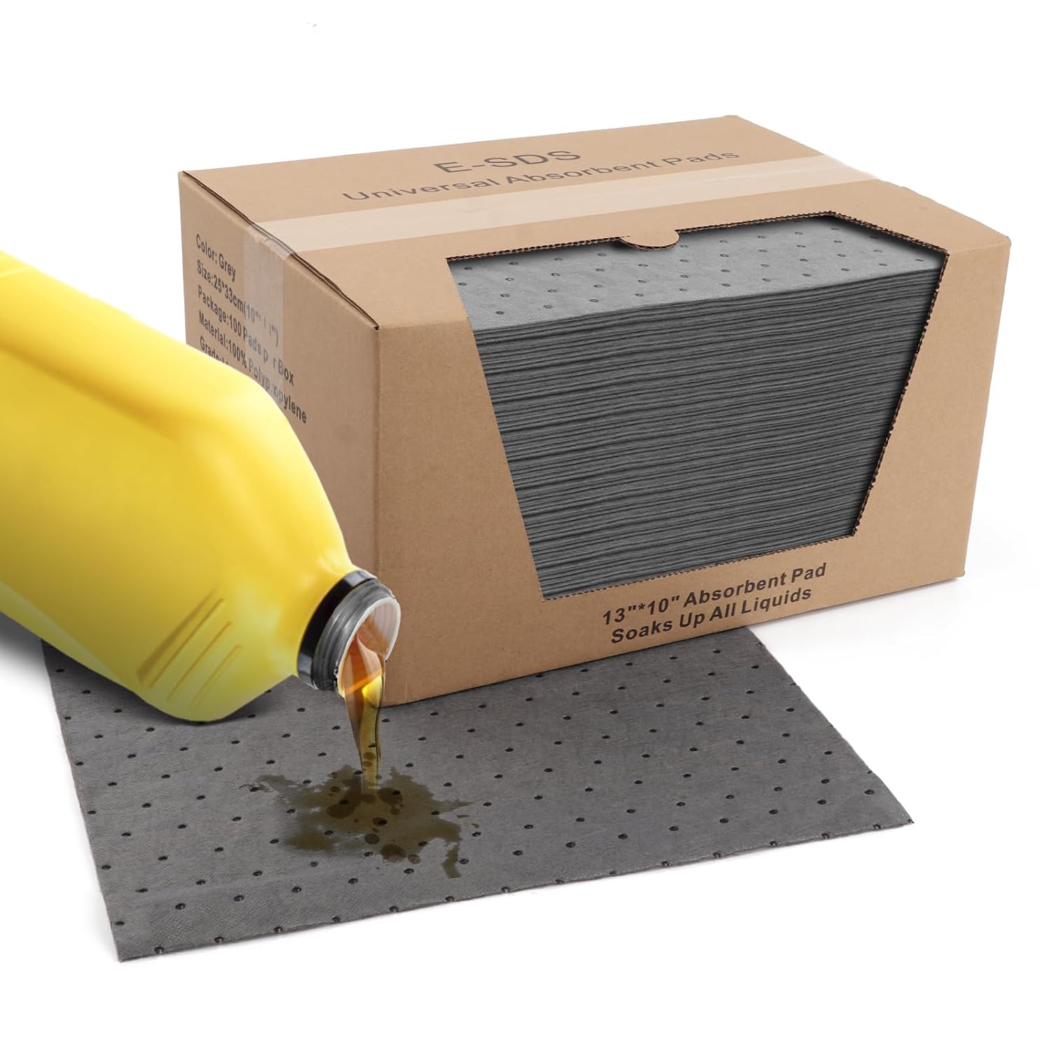 Oil Absorbent Pads, 100 Count Water Absorbent Mat, 13"x10",Tear-Resistant & Microfiber PP Material, Garage Accessories, Oil Spill Mat for Absorbing Protecting Home Garage Basement