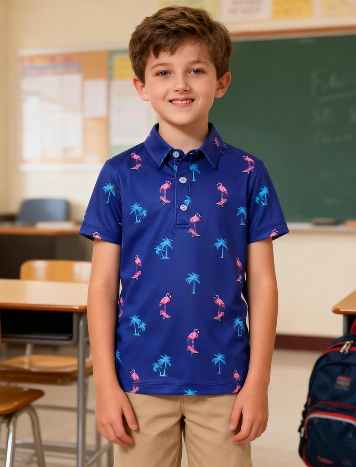RAISEVERN Boys Polo Shirt Hawaiian Golf Collared Performance Tops Kids Short Sleeve 5-14 Years - Image 5