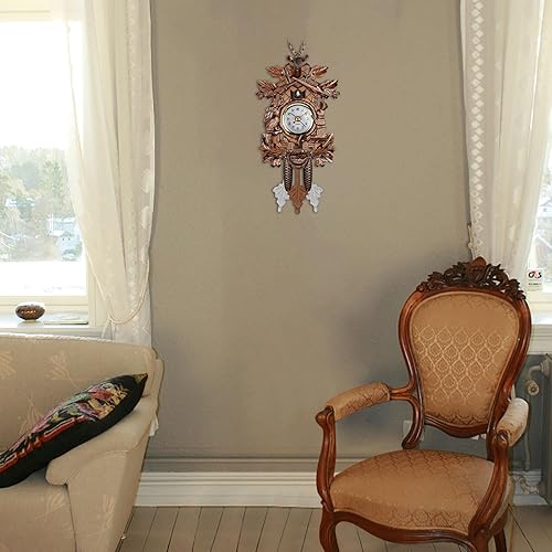 Miniatura 9 de Reloj de pared de cuco de 10 pulgadas, reloj despertador de madera, reloj despertador retro para sala de estar, relojes despertadores a batería para