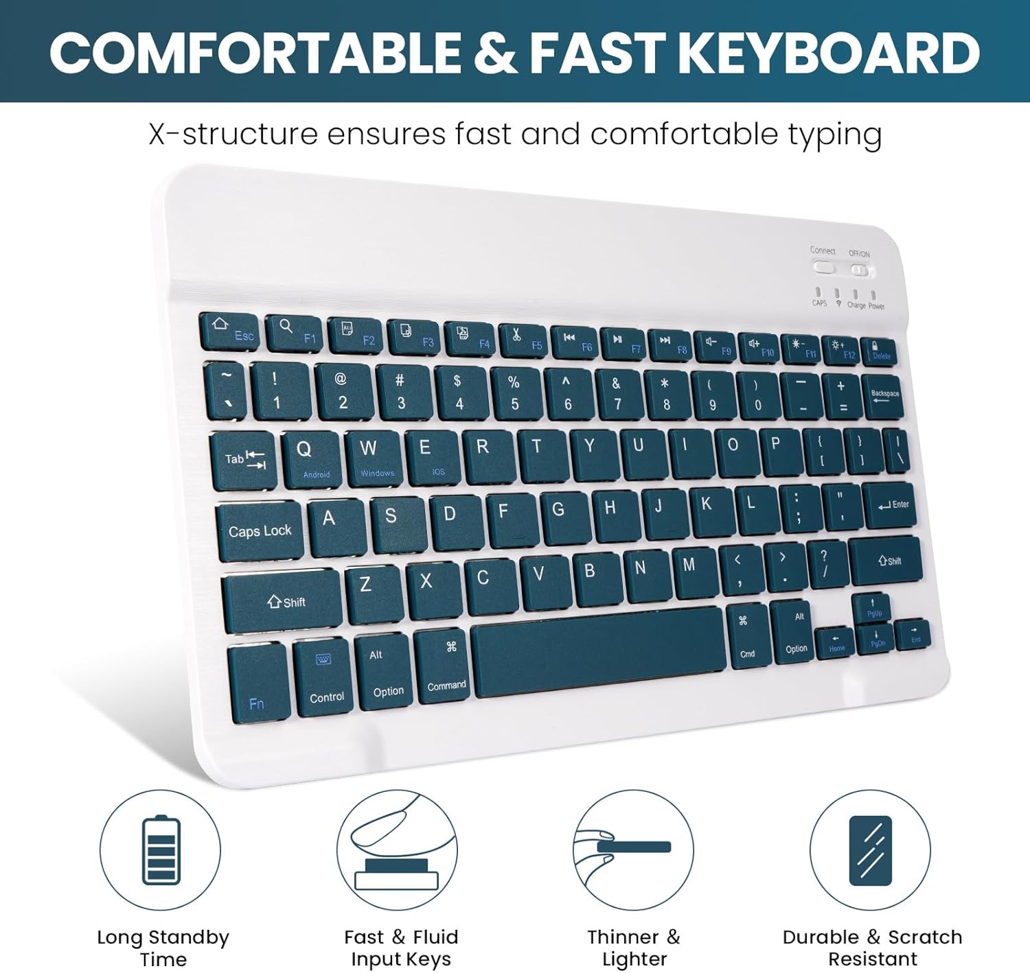 Keyboard Case for iPad 9.7 inch 2018 (6th Gen)/ 2017 (5th Gen)/2016 iPad Pro/Air 1/2, Detachable Bluetooth Keyboard Case with Pencil Holder and Mouse for 9.7 inch, Auto Sleep/Wake, Deep Gren