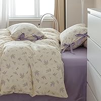 Vista 337 de 3 piezas de juego de funda de edredón tamaño individual XL, funda de edredón blanca con estampado floral azul, ropa de cama coquette de algodón