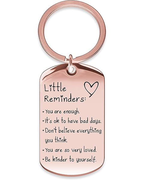 OUMILAN Little Reminders Keychain Inspiration Gifts for Women Men Affirmation Uplifting Mental Health You Are Enough Keyring