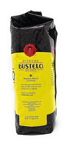 Miniatura 6 de Supreme by Bustelo - Café expreso de grano entero dos bolsas de 16 onzas 2 libras con 5 agitadores de madera de bambú ecológicos y envueltos