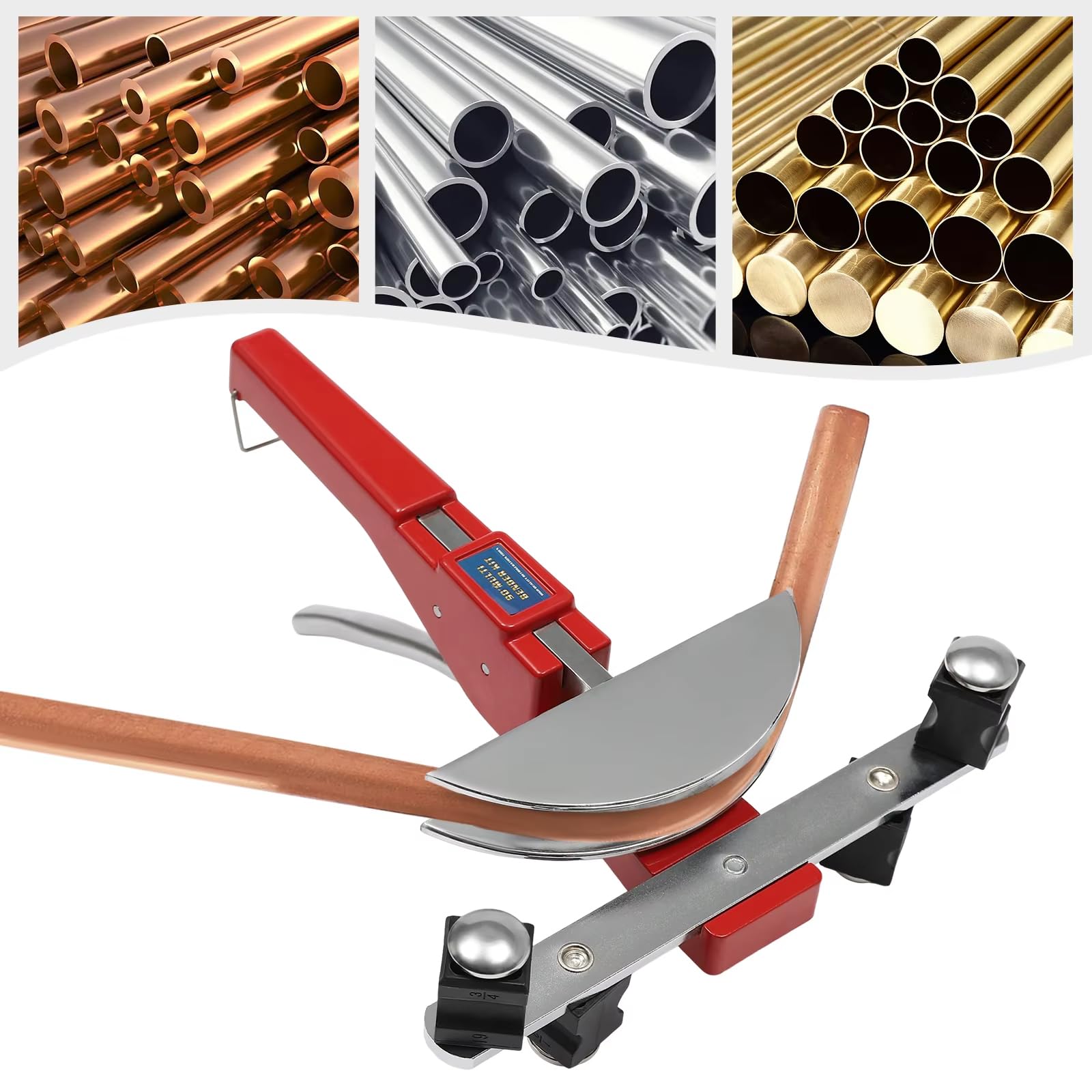 Kit de doblador manual de tubos para tubos de 1/4 a 7/8 pulgadas, material duradero, flexión impecable de 90°, ideal para cobre y latón, resultados suaves garantizados