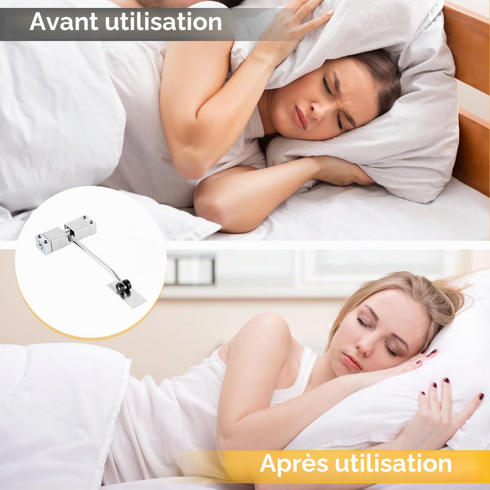 Lot de 2 Ferme Porte Automatique Alliage d'aluminium, 20-40KG Groom Fermeture Porte avec Ressort Réglable pour La Maison, Le Bureau, La Chambre