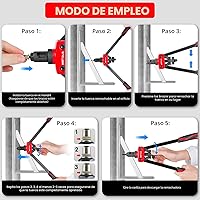 Vista 3 de WETOLS Kit de herramientas de tuerca de remache, herramienta de tuerca remachadora de 14 pulgadas con 7 mandriles métricos y SAE, remachadora manual