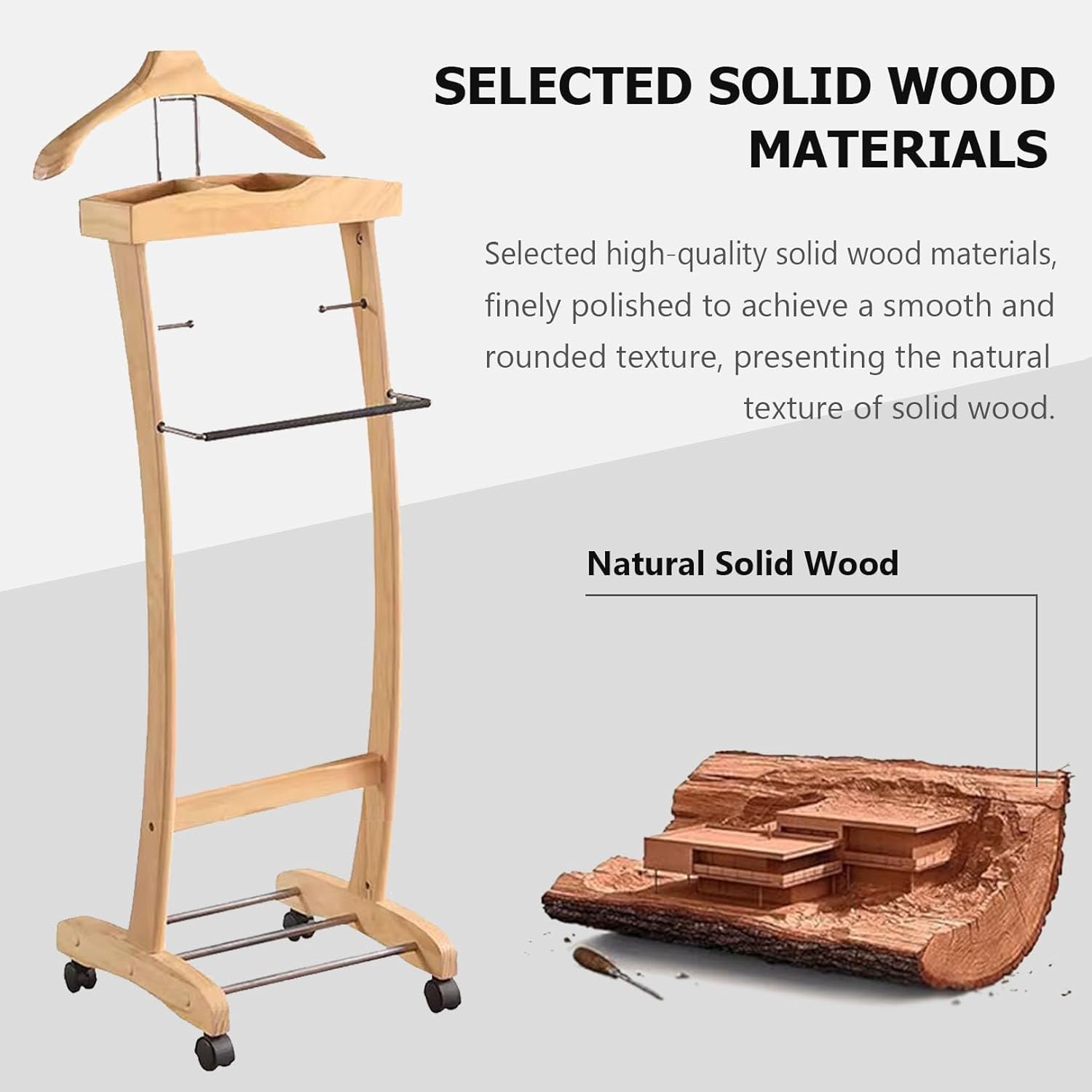 Mens Wooden Valet Stand Clothes Rack with Storage Tray Suit Valet Stand for Office Bedroom Entryway Sturdy Wardrobe Hangerc