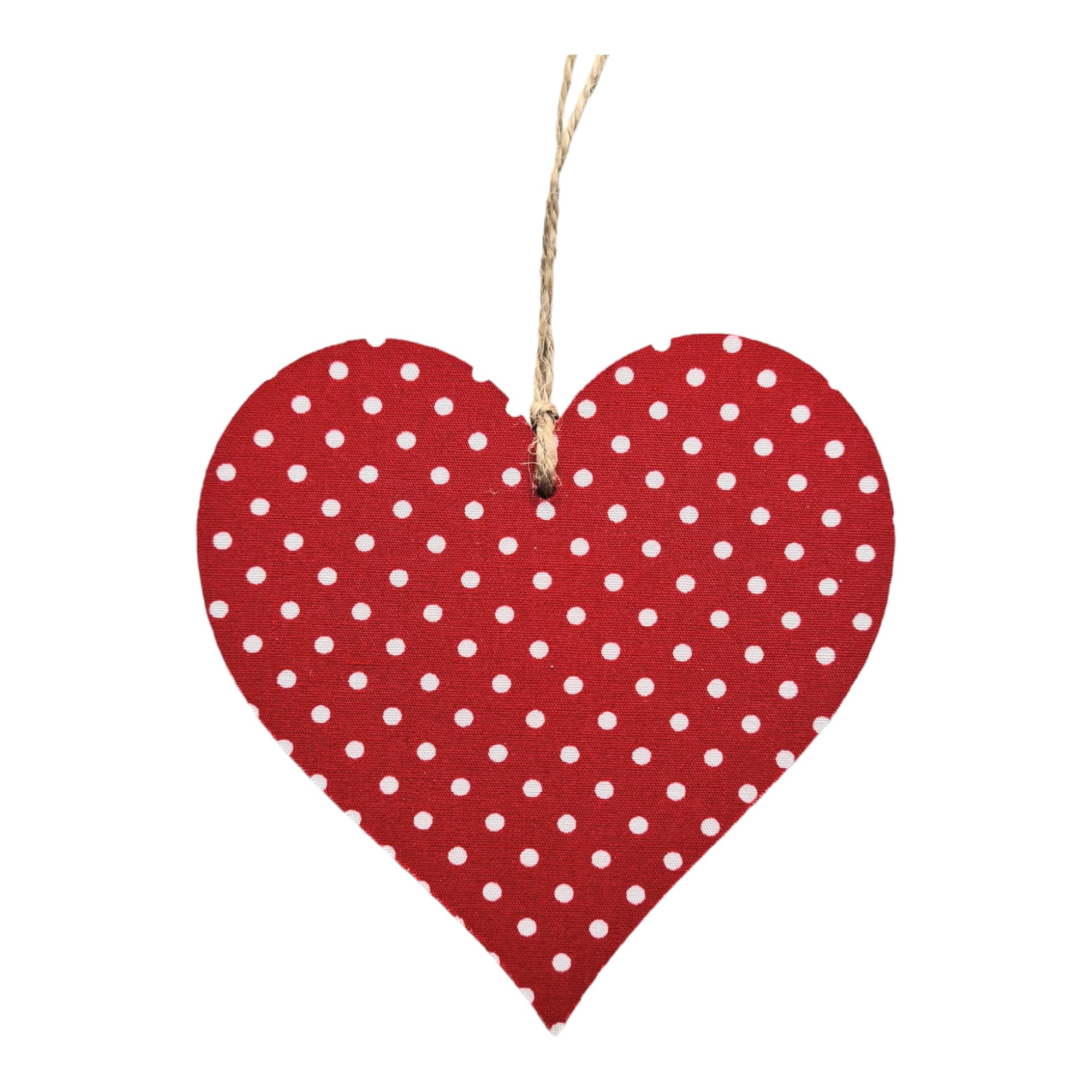 Red Spotty Wooden Hanging Heart Decoration 10cm Home Decor Plaque Tag Rustic Valentines Day Gift Love Heart