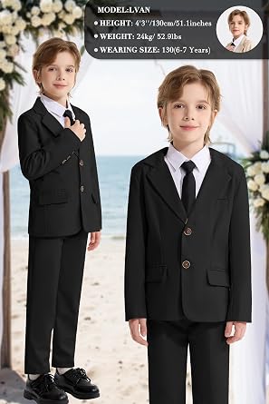 LOLANTA Boys Suit 2PCs Tuxedo Jacket & Pants for Wedding Birthday Proms