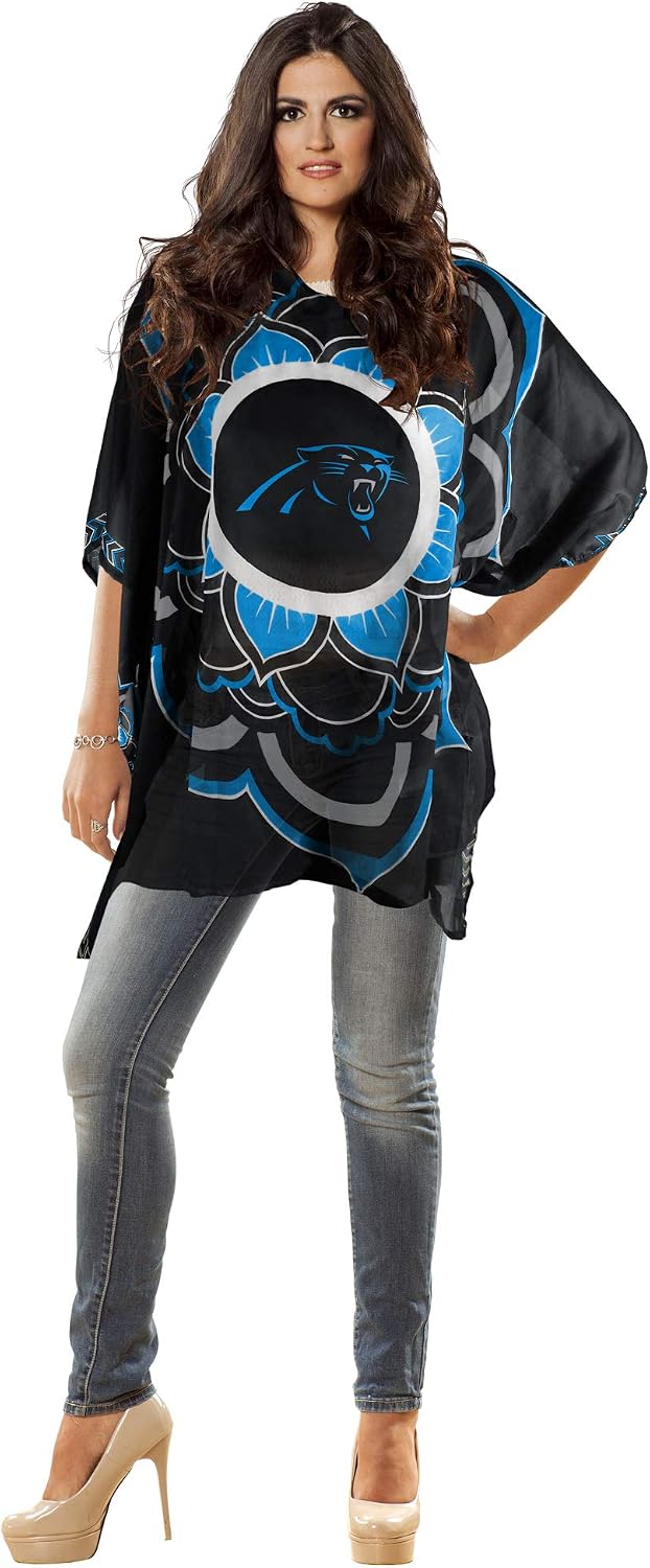 Littlearth NFL Carolina Panthers Caftan Flower, Team Color, 32" x 42"