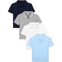 Poroka 4 Pack Boys Polo Shirts Solid School Uniform Cotton Short Sleeve Golf Polo Shirt for Kids Boy