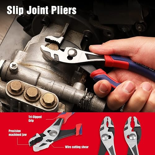 Miniatura 8 de WORKPRO Juego de llaves combinadas de trinquete de cabeza flexible de 8 piezas SAE y juego de alicates de 4 piezas