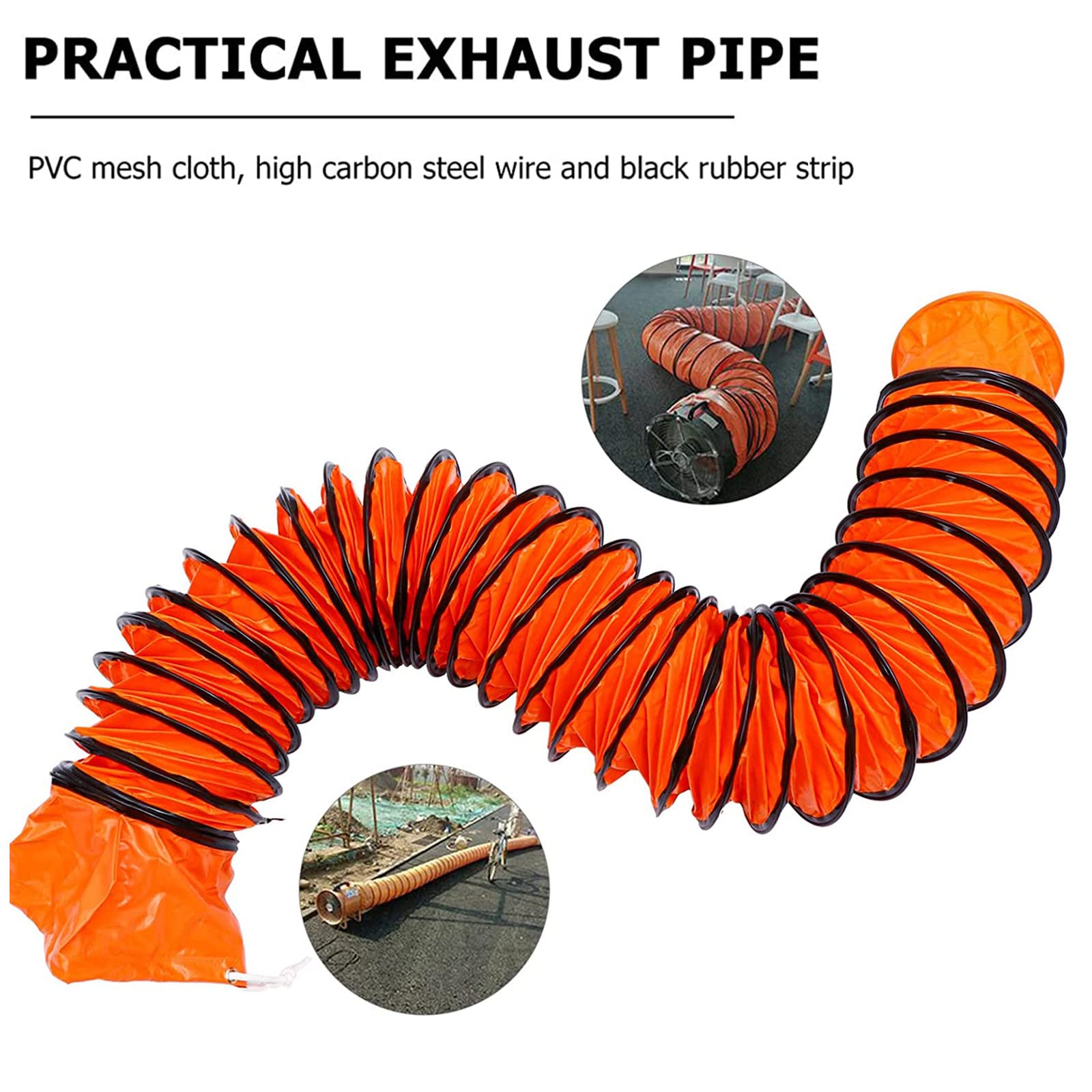 Tubo de ventilación de PVC de 5 m - Manguera telescópica de Nailon para Extractor de Aire, 25 cm de diámetro, conducto de extracción de Humos, solución de ventilación Duradera para Uso domés