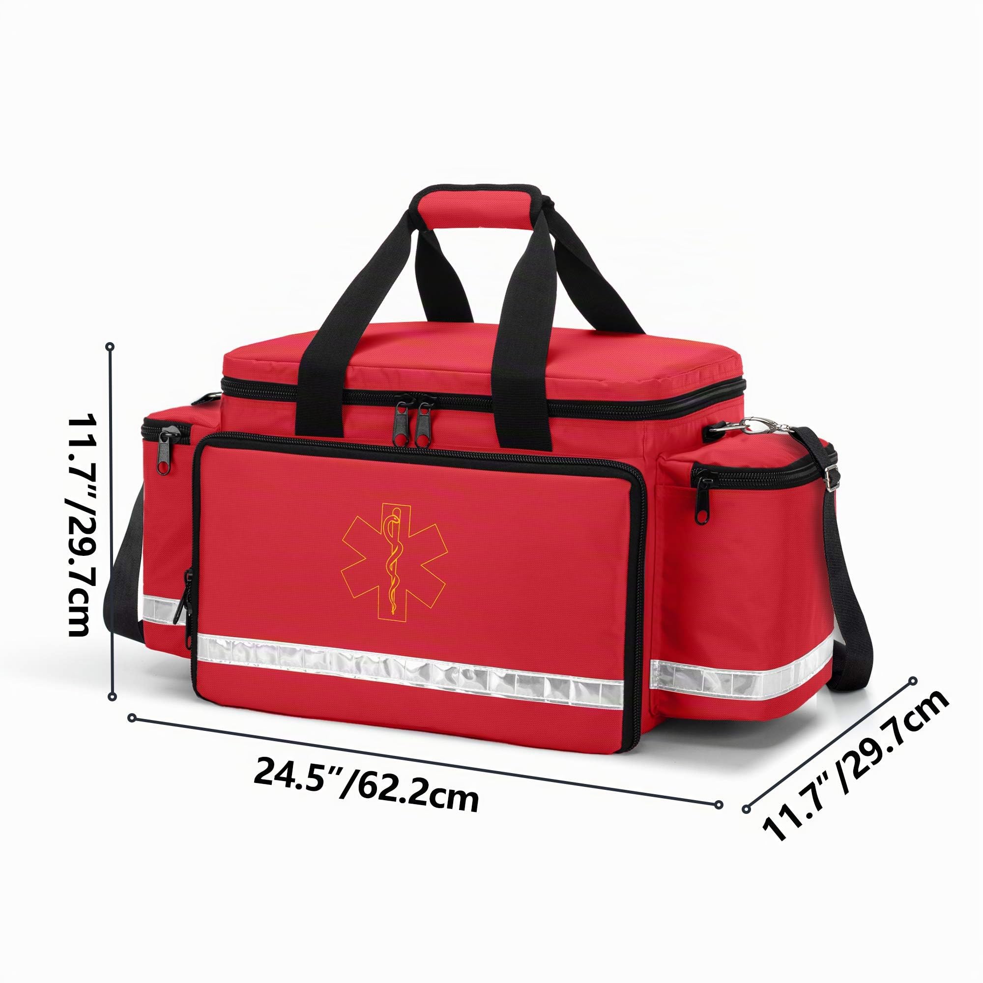 Trunab - Bolsa médica de Primeros Auxilios de Emergencia vacía Negra, Bolsa médica Profesional para Emergencia, Almacenamiento con divisores Interiores y Fondo Antideslizante, Ideal para EMT, EMS,