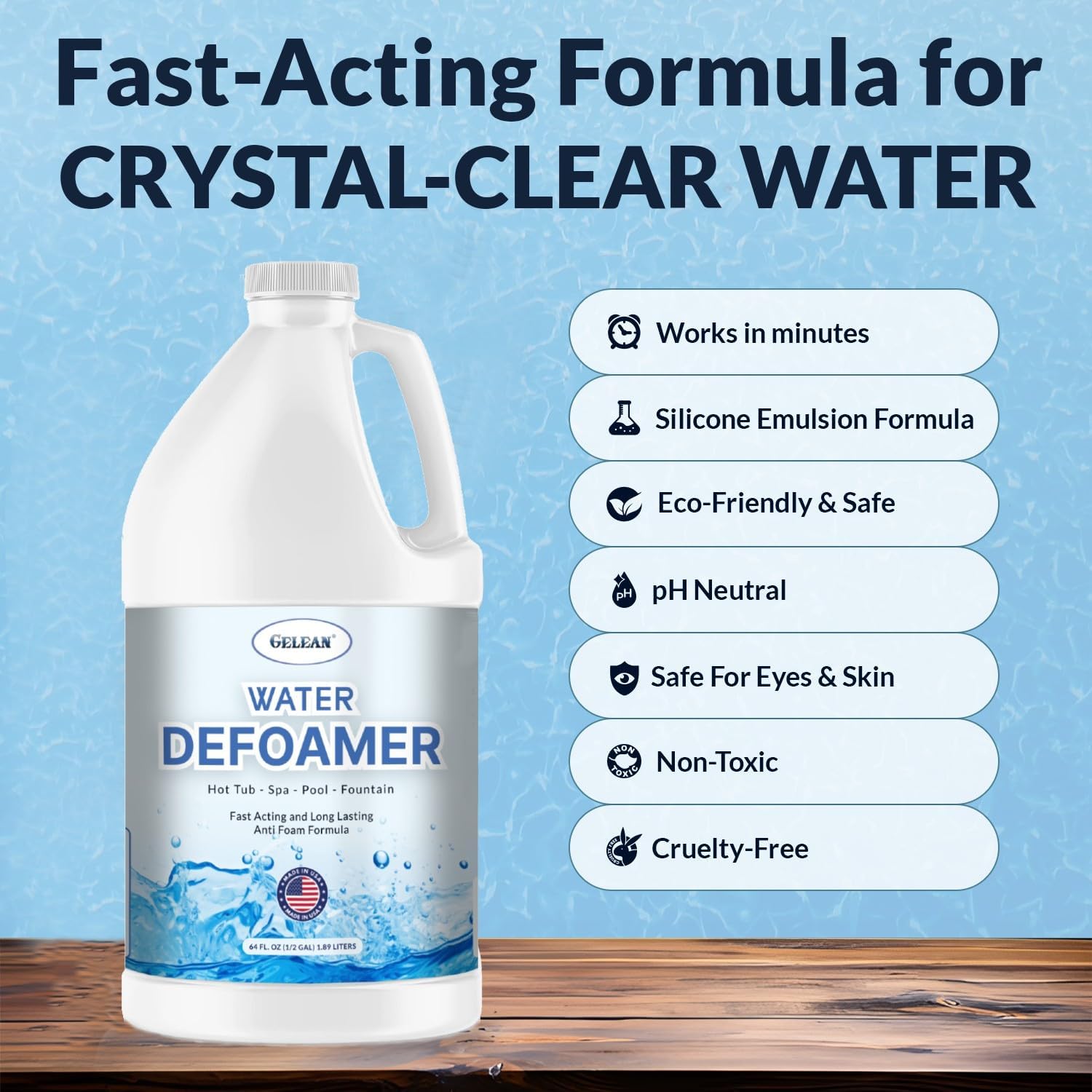 Hot Tub Defoamer - Pool, Fountain, Spa Anti Foam Defoamer - 192oz - Eco Friendly & Safe Water Anti Foam - Quickly Removes & Prevents Foam - Silicone Emulsion HotTub Chemicals Made in USA,