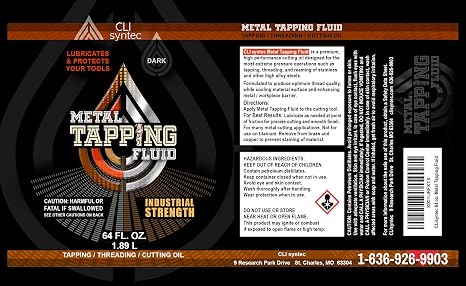 Premium Metal Tapping Fluid, Cutting Oil - 64 FL. OZ. for Drilling, Threading and Cutting, Dark Formula, Industrial Strength, Made in The USA