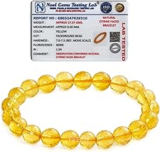 REBUY Natural Citrine Bracelet Crystal Gemstone for Men & Women | Bead Size 8 MM