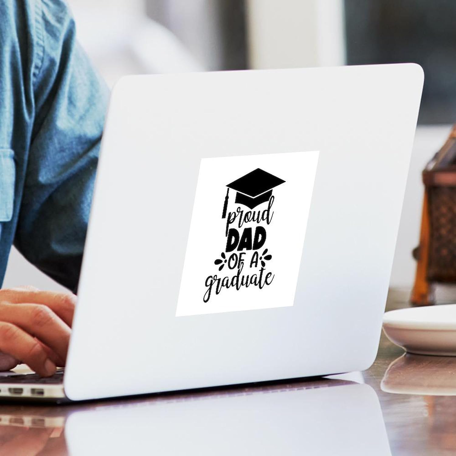 CafePress Proud Dad of A Graduate Sticker Square Bumper Sticker Car Decal
