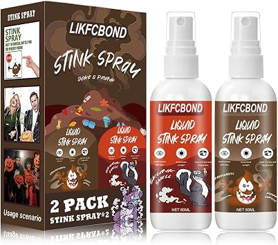 Stink Spray Extra Strong, 2 PCS Novelty Funny Stinky Spray, Halloween Joke Prank Stink Spray, Ultimate Funny Prank Party Stink Spray Stink & Skunk, 50 ML*2
