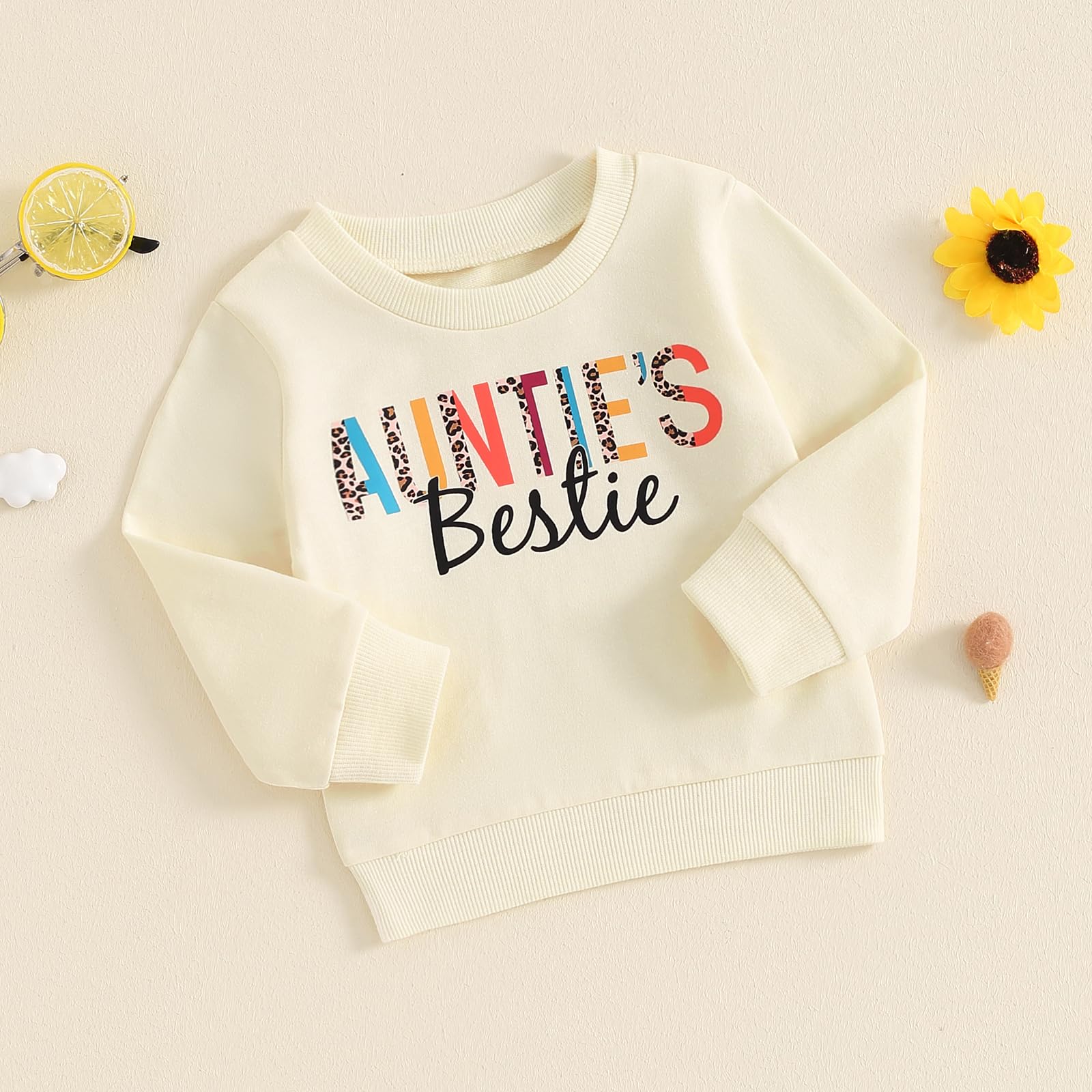 Ropa de bebé niña pequeña sudadera con estampado de tías y cuello redondo para niños, ropa de otoño e invierno