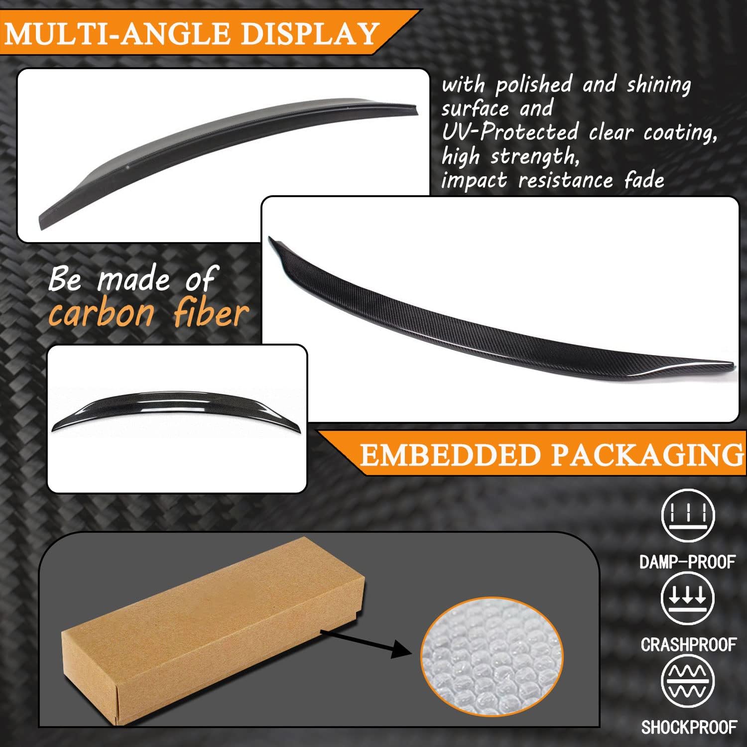 MCARCAR KIT Carbon Fiber Trunk Spoiler Fits for Audi A4 B8 Standard Sedan Non-S4 2009-2012 CNC Moudling Car Rear Trunk Spoiler Wing