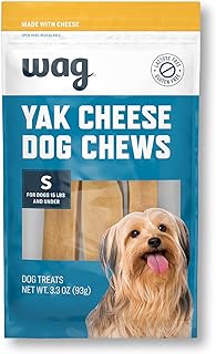 Amazon Brand - Wag Yak Cheese Himalayan Dog Chews, Dog Treats for Small Size Dogs, All Natural, High Protein for Aggressive Chewers, 15lbs and Smaller, 3 Count, 3.3 oz