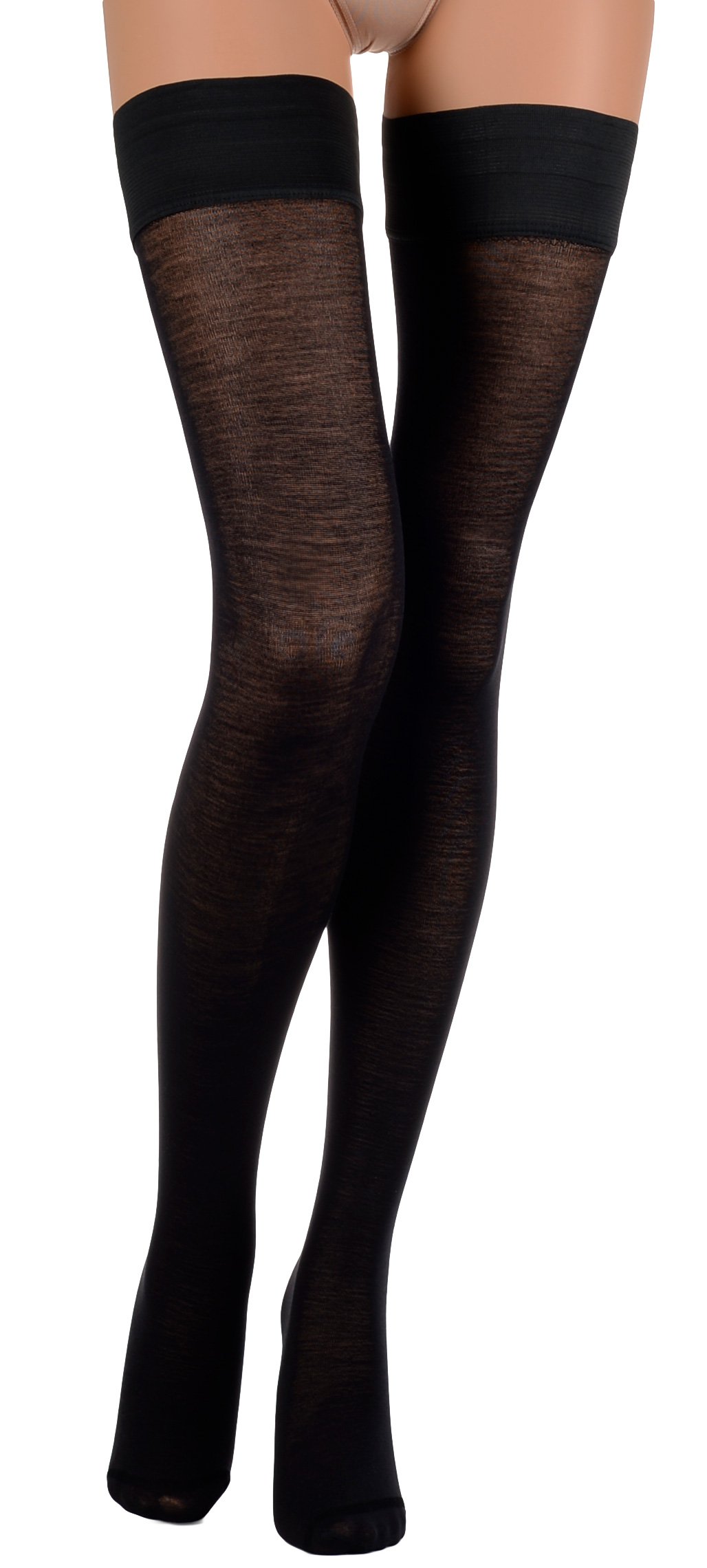 Trasparenze Jennifer 100 Den Merino Wool Thigh Highs, Black, S-M