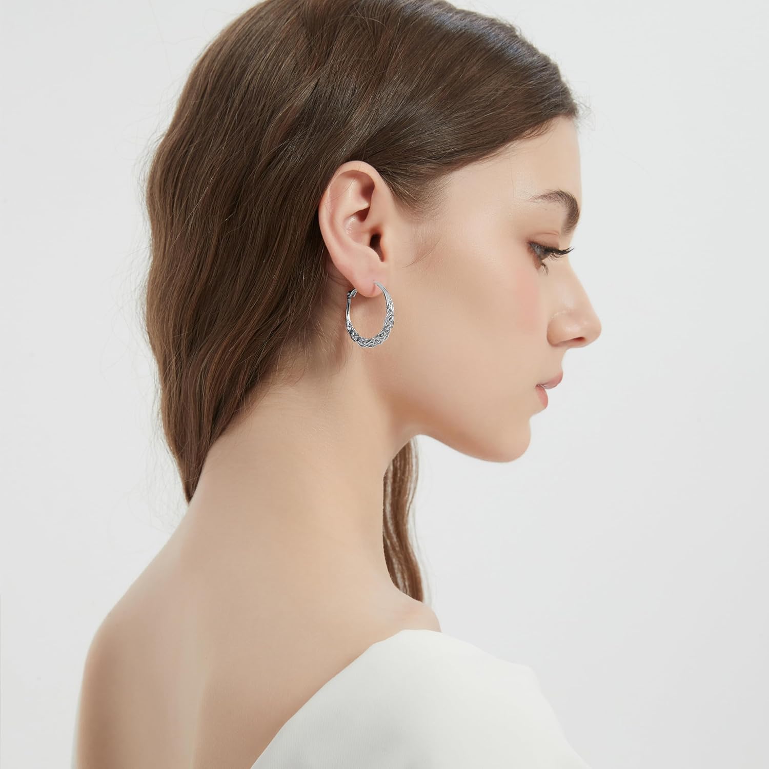 Gold Hoop Earrings for Women Thick Twisted Hoop Earrings Lightweight Weave Design Gold Earring - Image 5