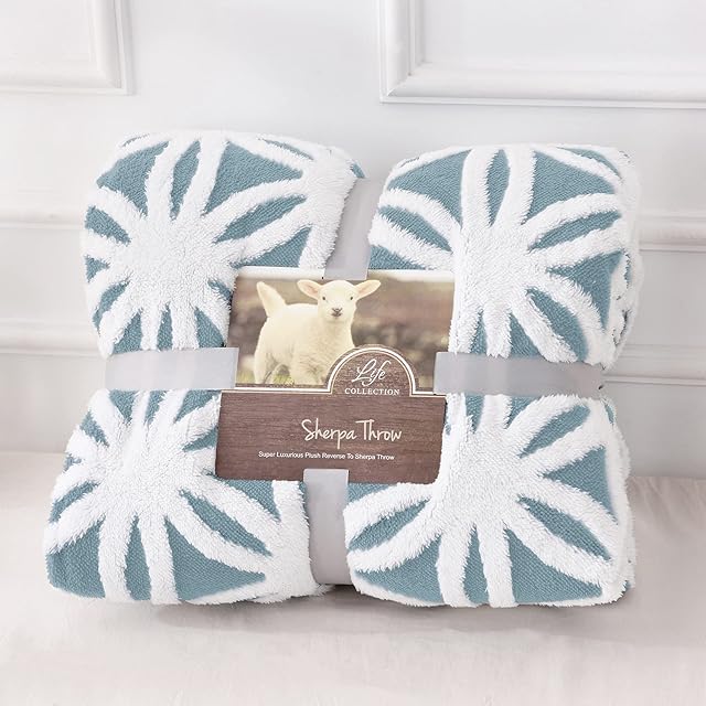 AHERKLL Sherpa Fleece Blanket, Double Sided Soft Warm Thick Winter Throw Blankets, Reversible Cosy Fluffy Snuggly Blanket for Bed Sofa Chairs, Versatile Large Blankets, Sky-Blue, Double(150x200cm)