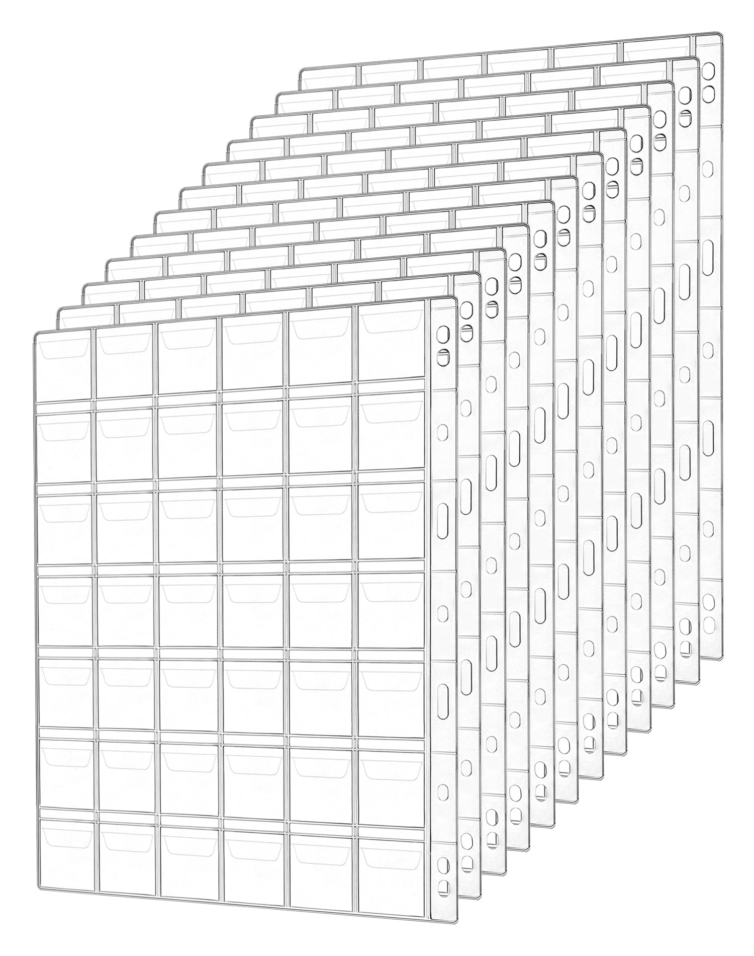 QWORK® 12 Fogli Raccoglitore Monete, Porta Monete con 9 Fori, 42 Scomparti da 29 mm