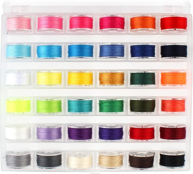36 Pcs Sewing Machine Bobbins Thread, Sewing Thread Kit with Storage Box Pre Wound Bobbins Set for Brother/Babylock/Janome/Elna/Kenmore/Babylock/Singer Sewing Machine